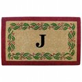 Nedia Home Nedia Home O2252J Heavy Duty 22 x 36 in. Coco Mat - Holly Ivory Border  Monogrammed J O2252J